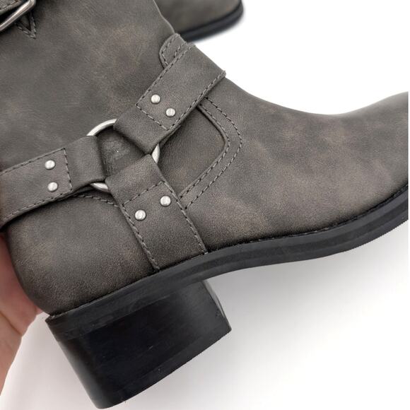 Open Edit Rylan Zip Moto Bootie Women's Square Toe Grey Volcano Size US7M EU38 - Picture 9 of 11